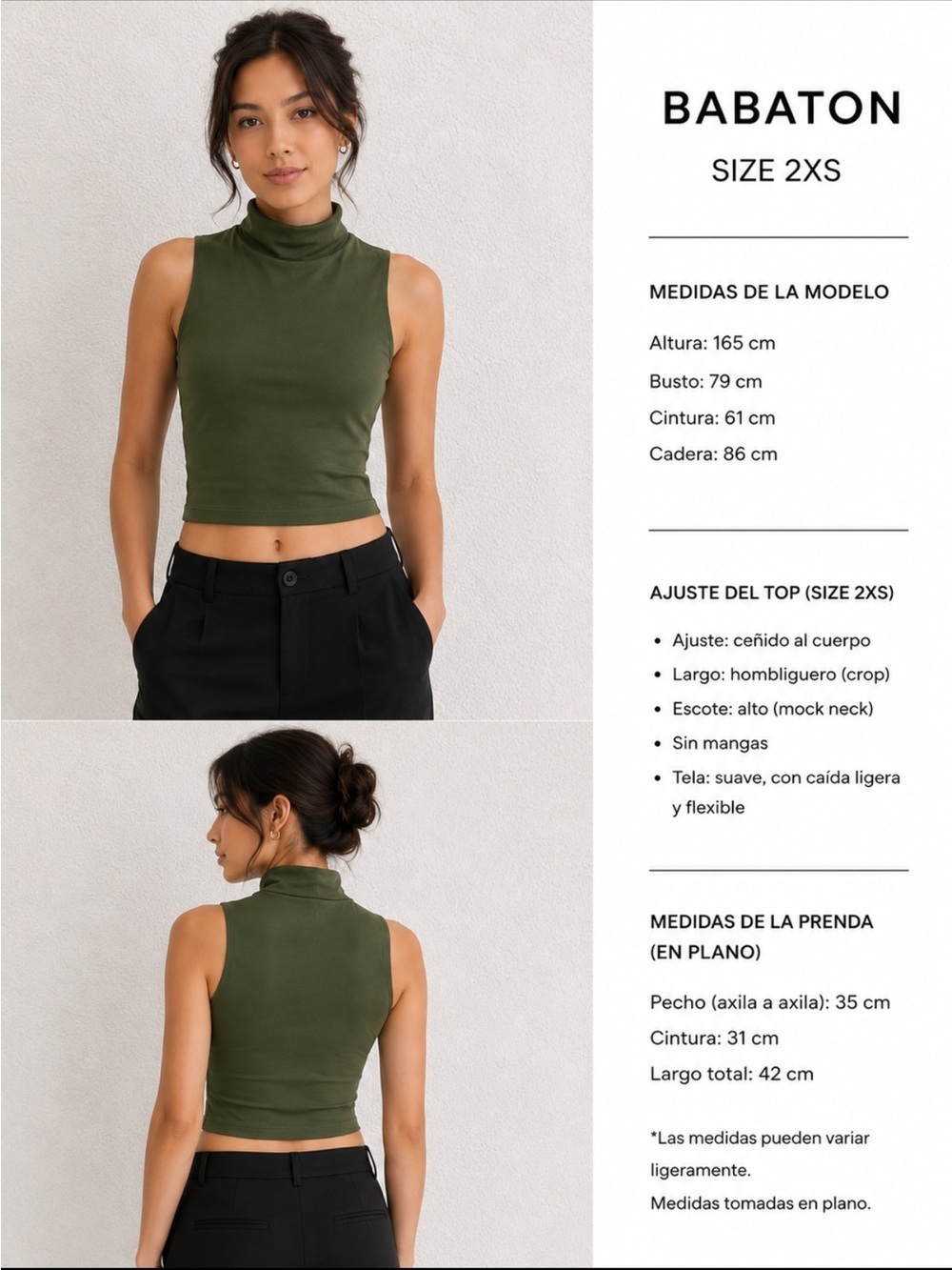 Babaton Olive Mock Neck Cropped Tank Top